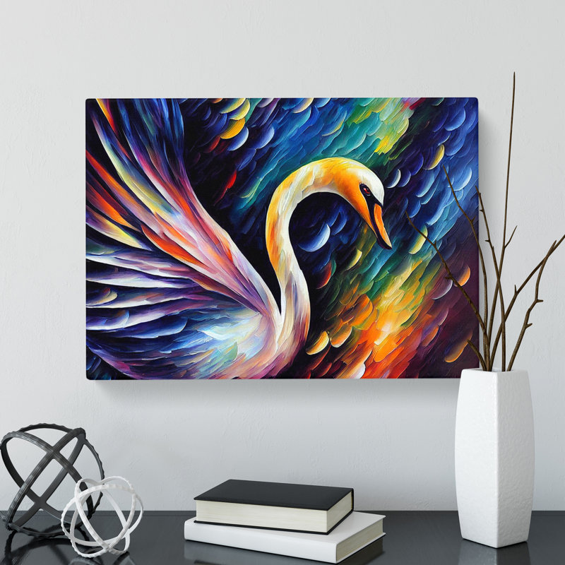 Swan Painting Vol.4 Abstract - Wrapped Canvas, 35cm H x 50cm W x 3cm D