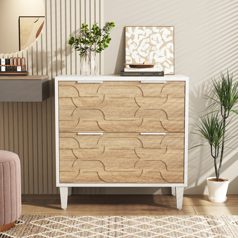Classeur latéral Derrin, Blanc / bois