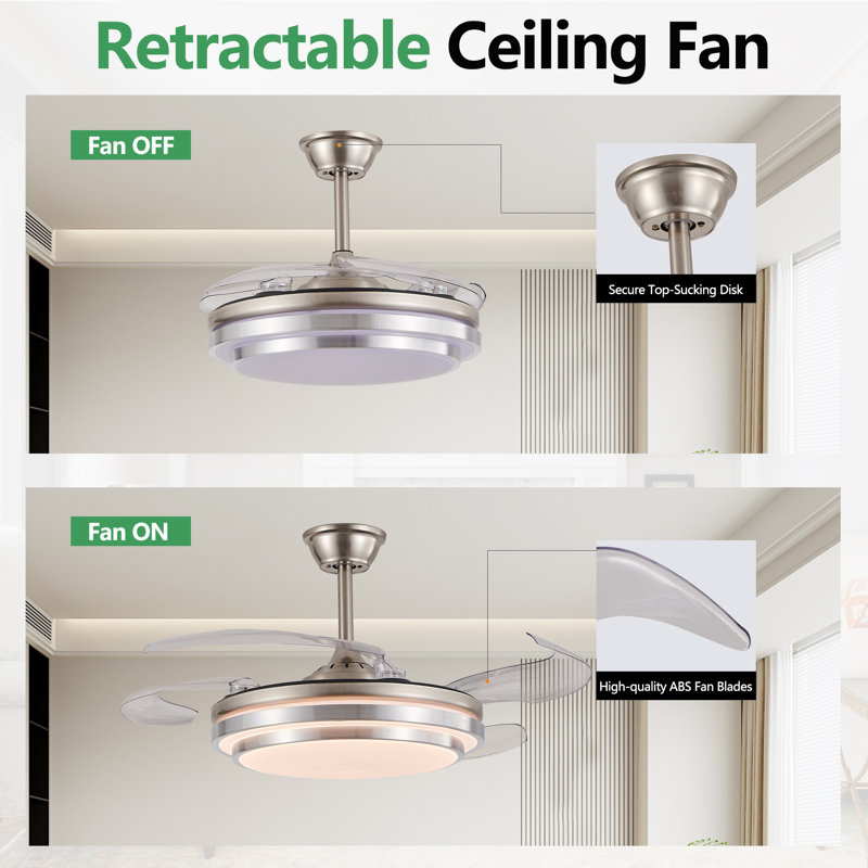 42 Inch 3 Tiers Design Modern LED Ceiling Fan With Light And Remote Control