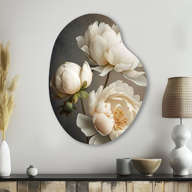 Décoration murale irrégulière en forme de poire pivoines IV - pivoines, H 38 po x l 28 po