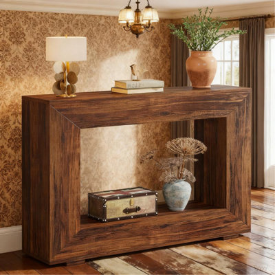 Console de 47 po en bois, canapé-lit long en bois étroit, console d'entrée de salon