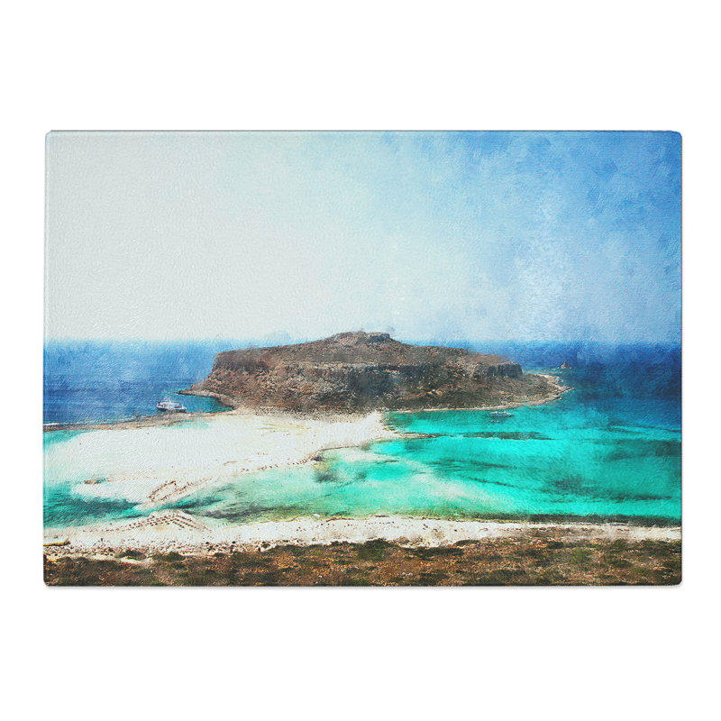 Balos Beech in Crete Greece Painting Chopping Board, 0.4cm H x 29cm W x 39cm L
