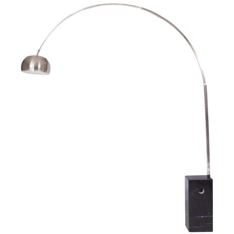 Lampe Leisuremod Arco avec base cubique en marbre, Noir