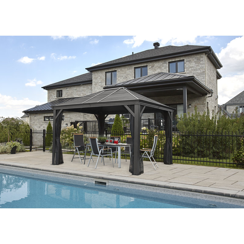 Sojag Mykonos Gazebo, Gray, 144" H x 143.3" W x 143.3" D, Chrome