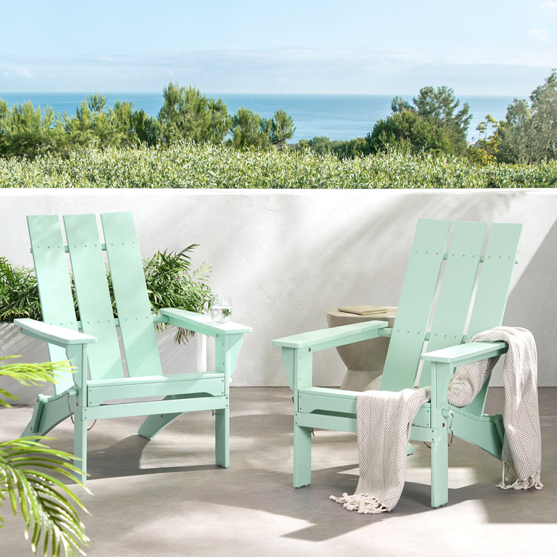 Willmot Acacia Foldable Outdoor Adirondack Chair, Light Mint