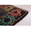 Tapis carré unique en laine noué à la main style mogul des années 2010 de 4 pi 9 po noir / bleu / rouge Kaomi