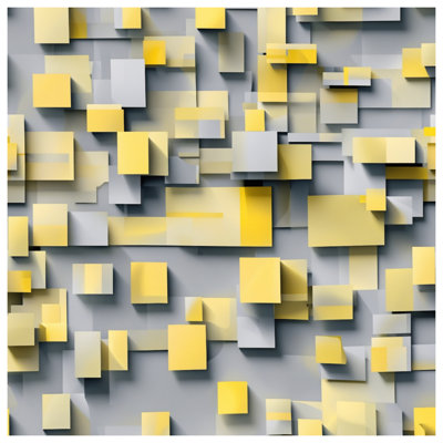 Édredon carrés gris-jaune