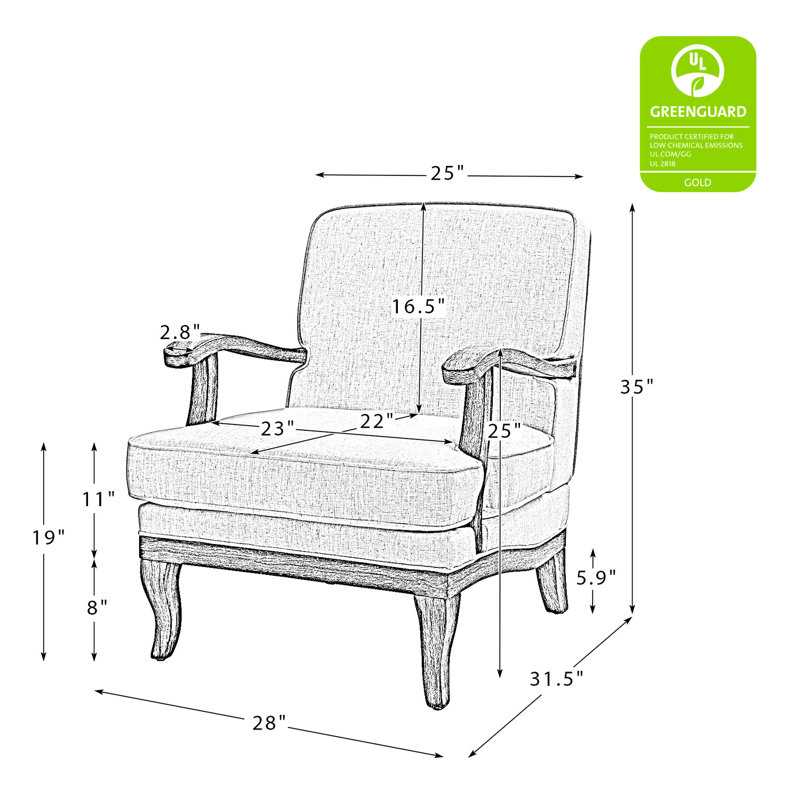 Fauteuil de ferme l 28 po Amilio, Polyester brun clair
