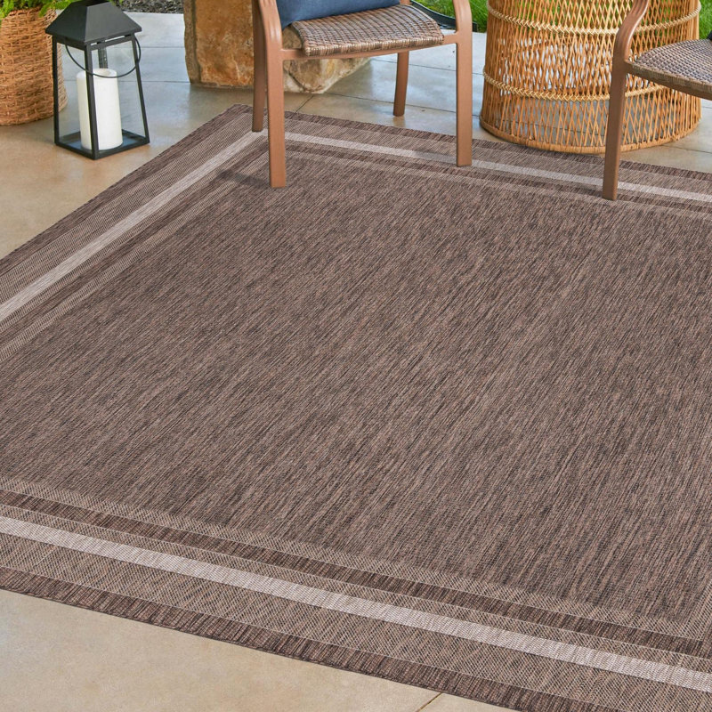 Rengin Brown/Sand Indoor / Outdoor Area Rug, Square 6'1"