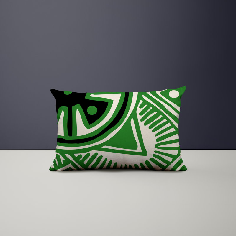 Polyester/Polyester Blend Lumbar Rectangular Indoor/Outdoor Pillow Cover & Insert, Green