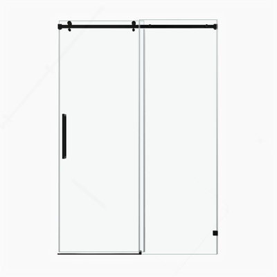 Porte de douche fixe et coulissante 78 po x 76 po, quincaillerie de tube carré, porte de douche en verre transparent, verre trempé de 3/8 po (10 mm), acier inoxydable