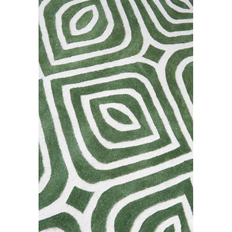 Hand Tufted Wool Area Rug in Green