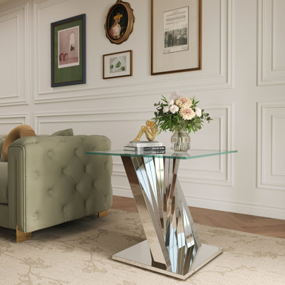 Anmol 22.83“ Glass Top End Table