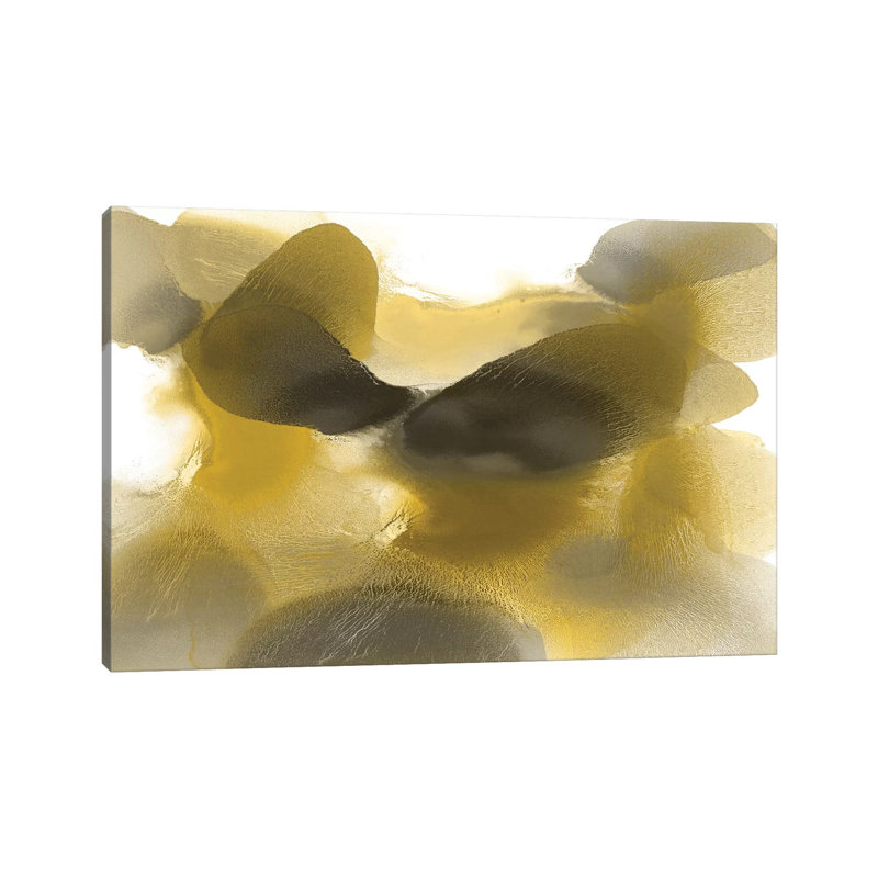 Free Form Gold On White by Hannah Carlson - Wrapped Canvas Painting, 20.32 cm H x 30.48 cm W