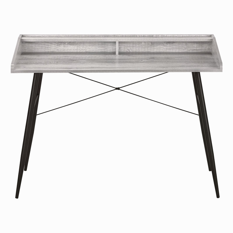 Bureau d'ordinateur, bureau personnel, ordinateur portable, tablettes de rangement, L 48 po, travail, métal stratifié gris, contemporain, moderne
