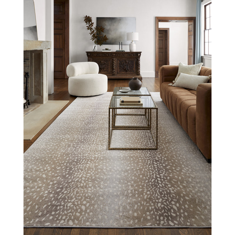 Machine Woven Camel/Light Grey Indoor Rug, Rectangle 120 x 170cm