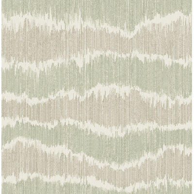 Papier peint à rayures ikat vert Wiggle