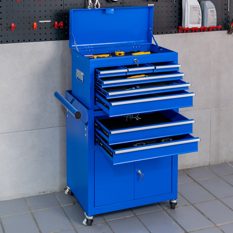 Boaman 8-Drawer Steel Combination Rolling Tool Chest Set, Blue
