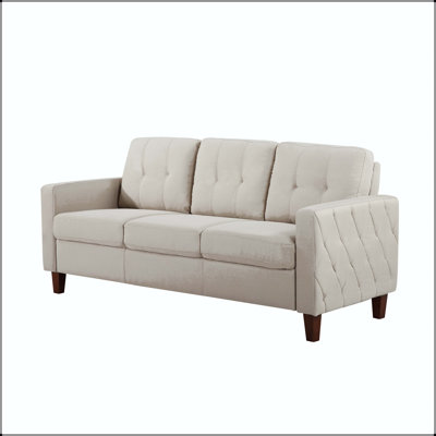 Piped Square Arm Button Tufted Accent Chair