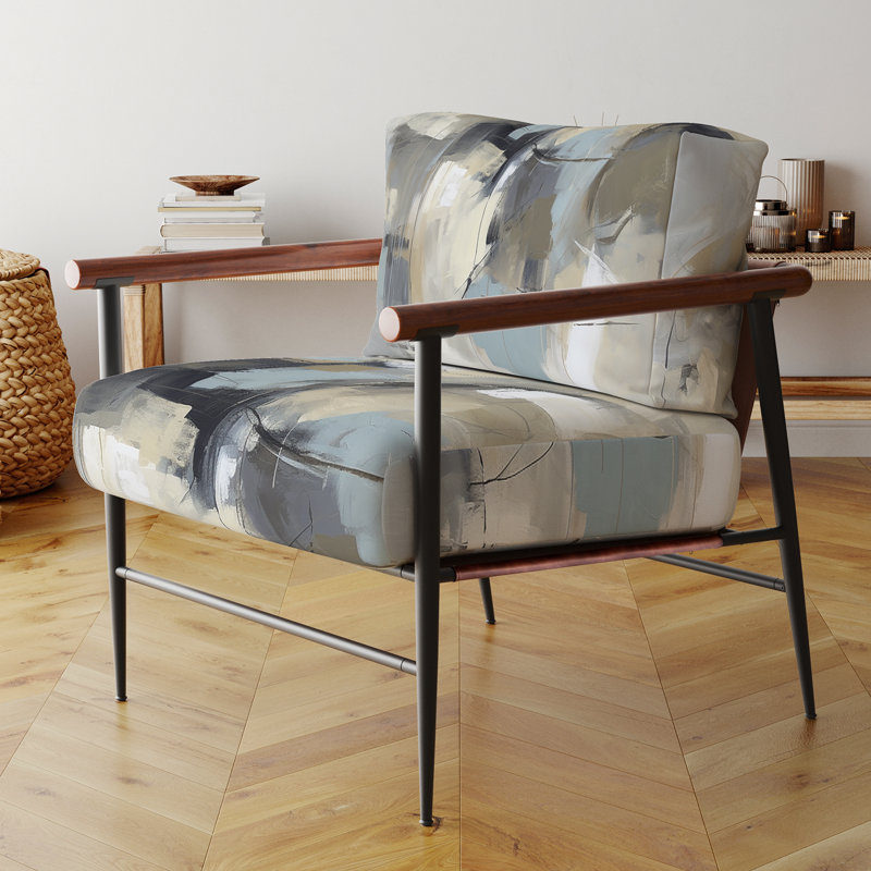 Fauteuil d'appoint beige et gris, avec accoudoirs rembourrés Beige et gris, Doré
