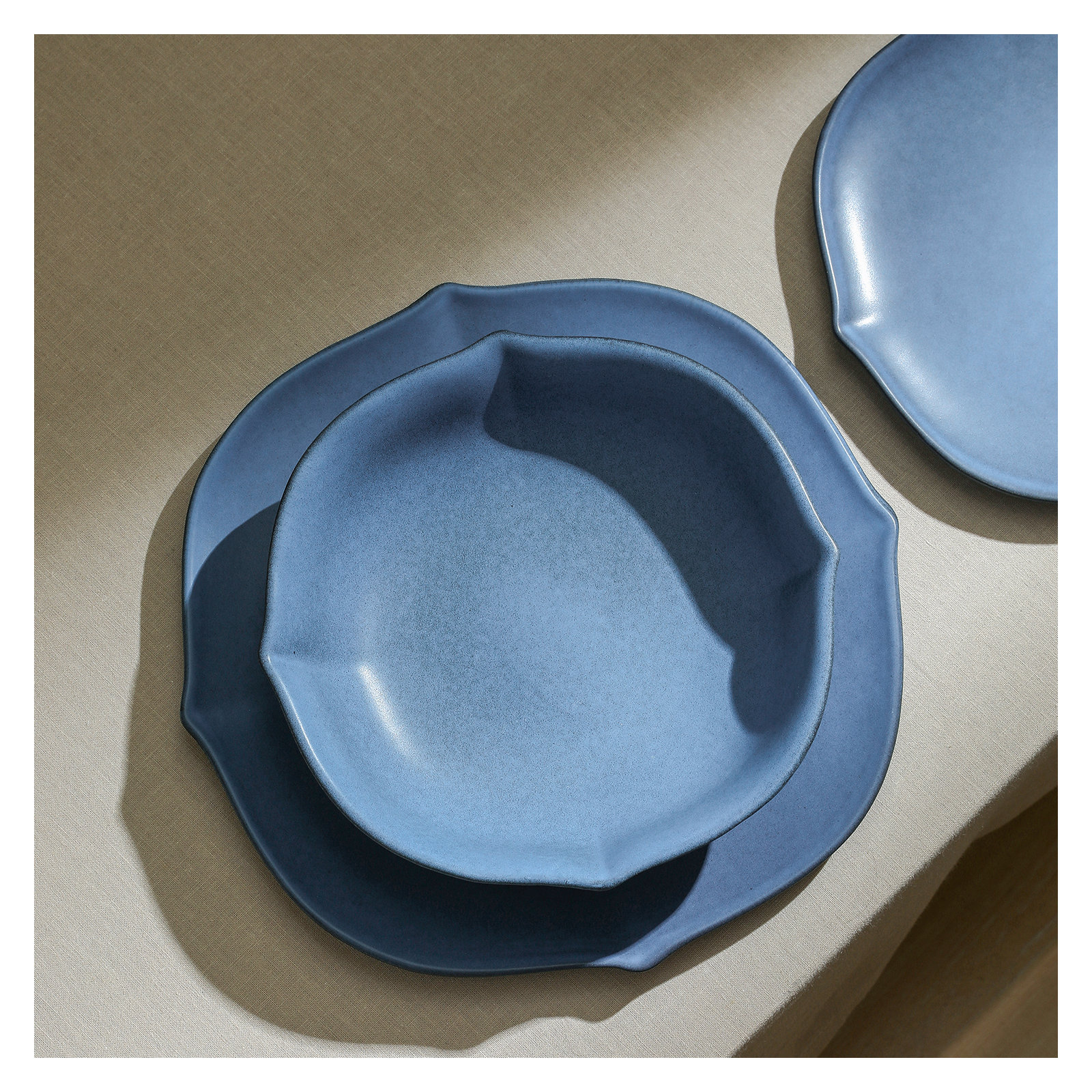 Stone Lain Baskerville 12-Piece Dinnerware Set Stoneware, Blue