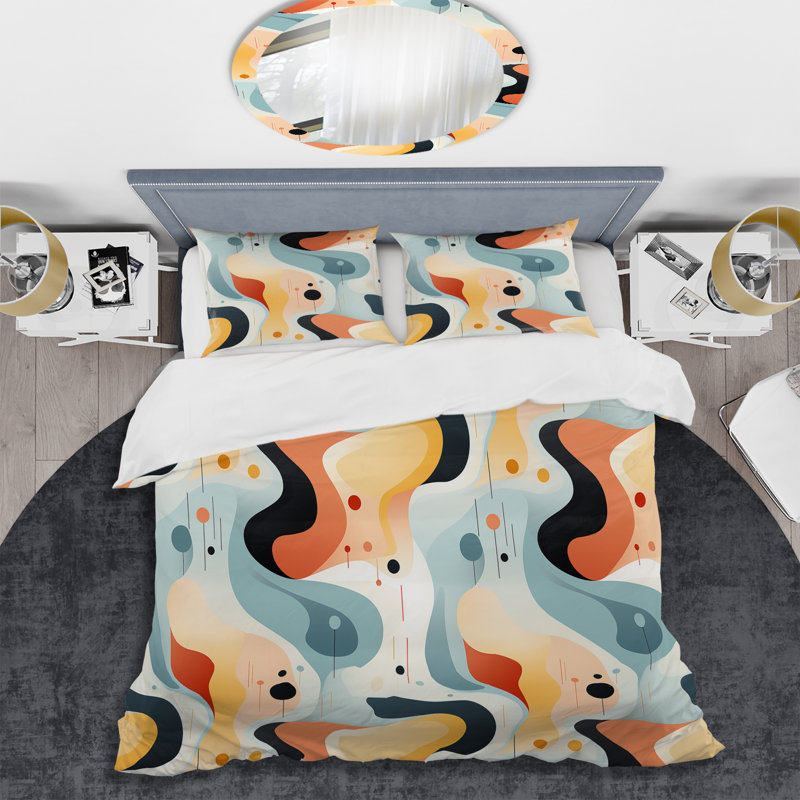 Ensemble de housse de couette géométrique en microfibre Minimalist Abstraction VI