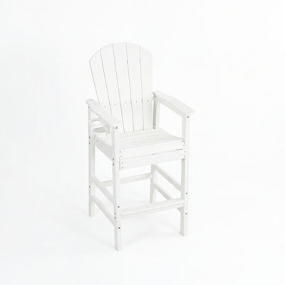 White Bar Height Chair, Weather , For Poolside And Deck Socializing All-weather , With Cup Holder Outdoor Use