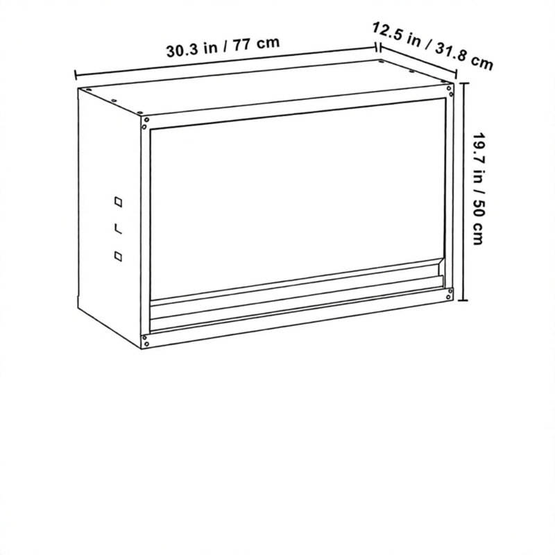 1 Piece Powder Coated Steel Single Storage Cabinet - 50 cm H x 77 cm W x 31.8 cm D