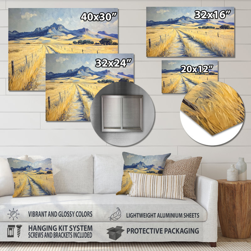 Davis Mountains In Texas III - Paysages, décoration murale en métal, Texas, H 12 po x l 20 po