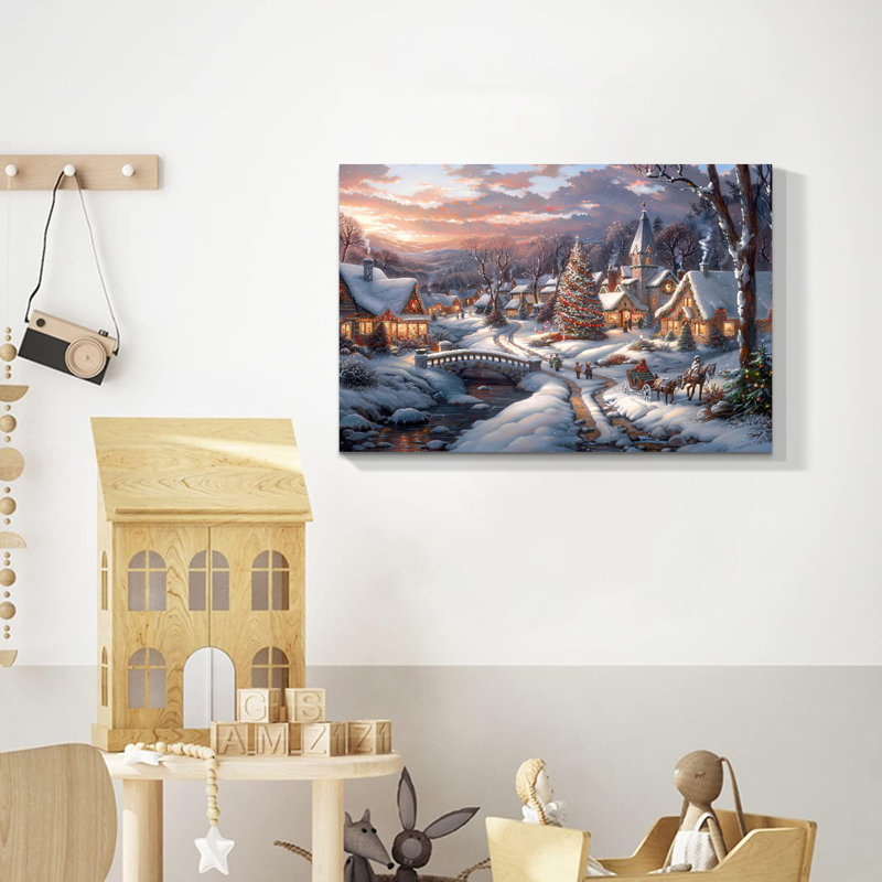 Arbre de Noël, art mural sur toile, H 32 po x l 48 po
