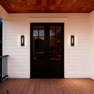 Layer LED Sconce for Indoor/Outdoor Use, Layered Panel Design, Brass Interior, 3-CCT Selectable, Wet Rated