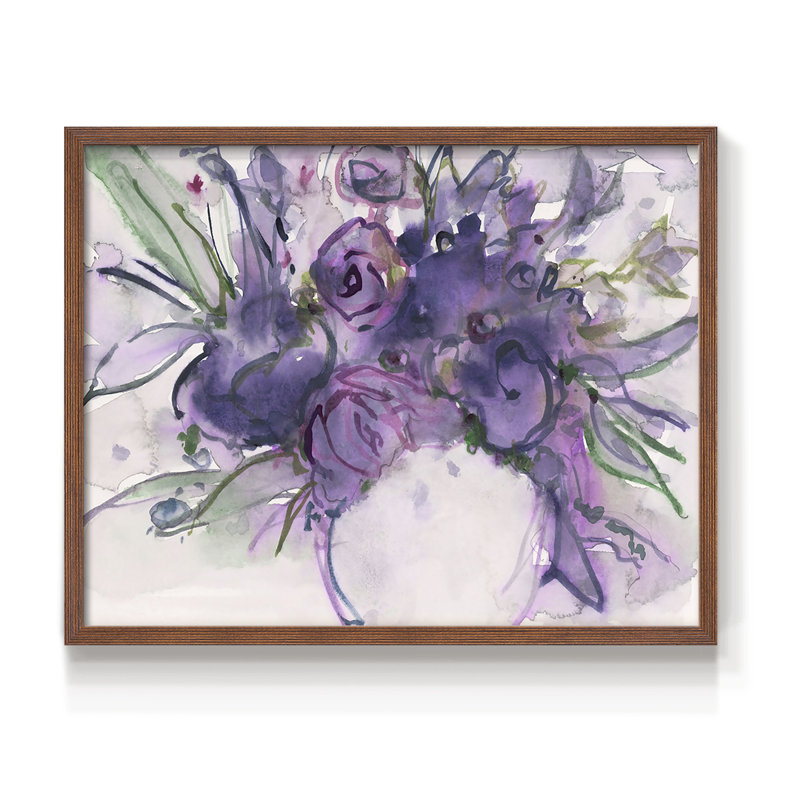 Lavande florale Splendor I - impression encadrée - réarmable, Noyer, H 16 po x l 20 po