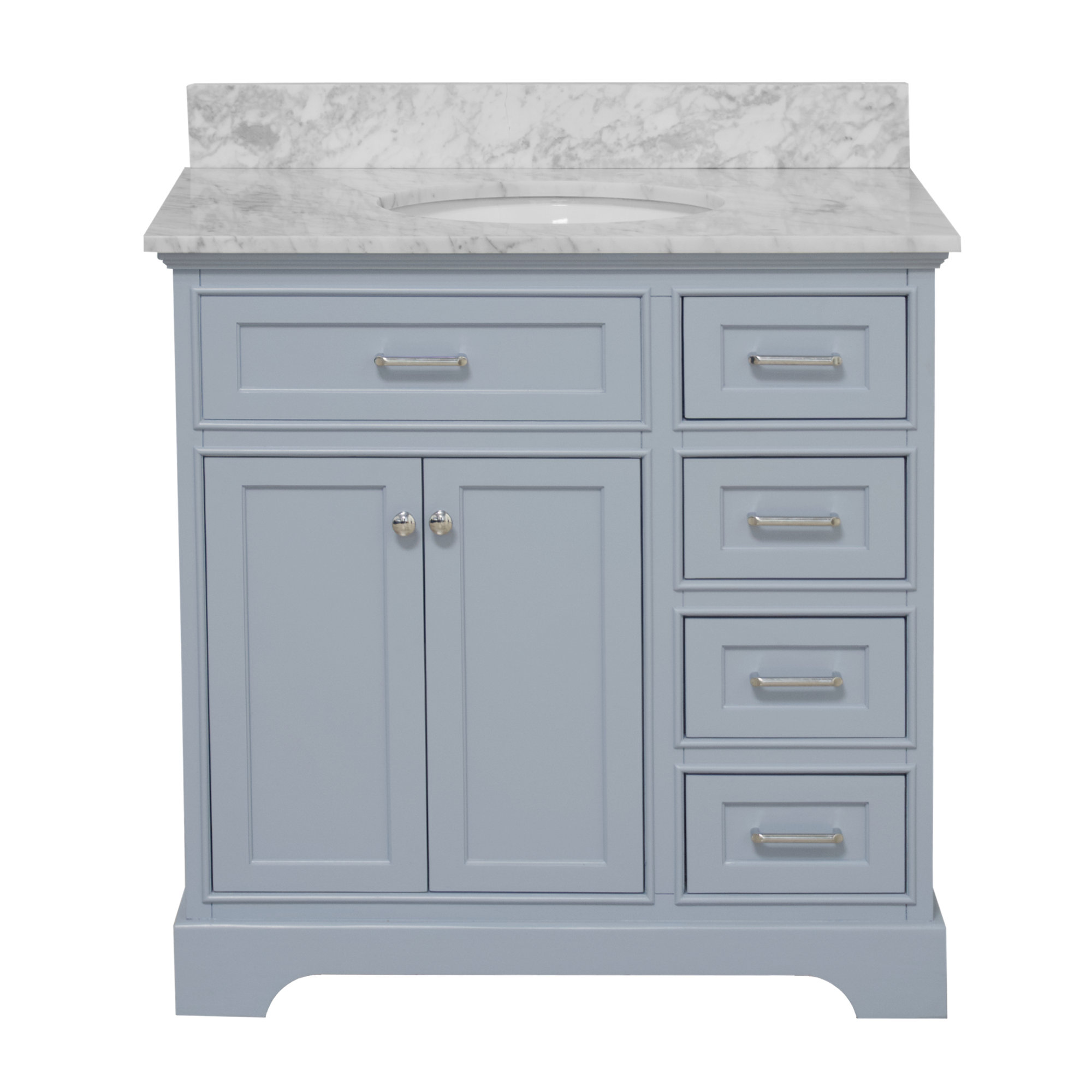 Ronnie 36'' Single Bathroom Vanity, Powder Blue, Carrara Marble