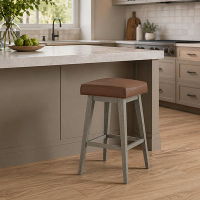 Tabouret pivotant carré sans dossier et en bois Cleland