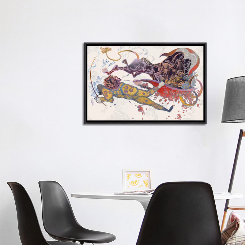 «Mandator» par Sija Hong - reproduction d'art, 26" H x 40" W x 1.5" D, Distressed Black Framed Canvas, Aucun mat