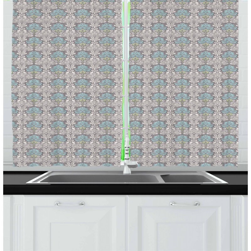 Damask Tailored Kitchen Curtain