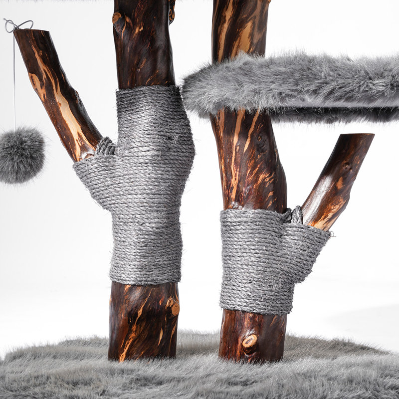 Arbre à chat unique en bois massif pour grands chats et MianeCoon