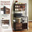 Baker’S Rack With Power Outlet, Metal Frame Microwave Stand With Wine Rack-1032780730