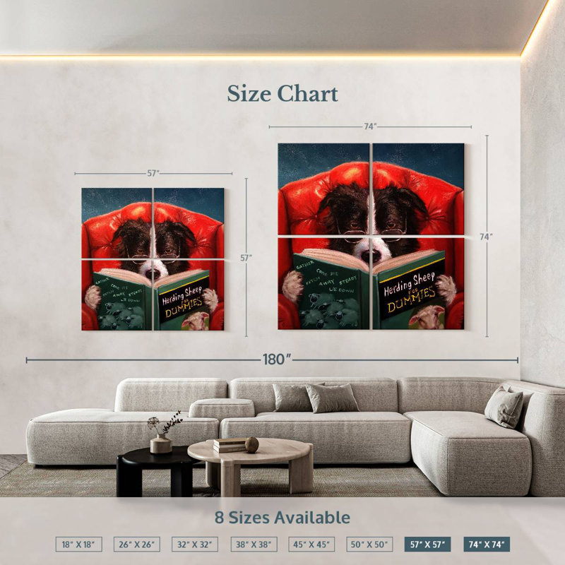 Brampt Reading Herding Sheep, 57" H x 57" W
