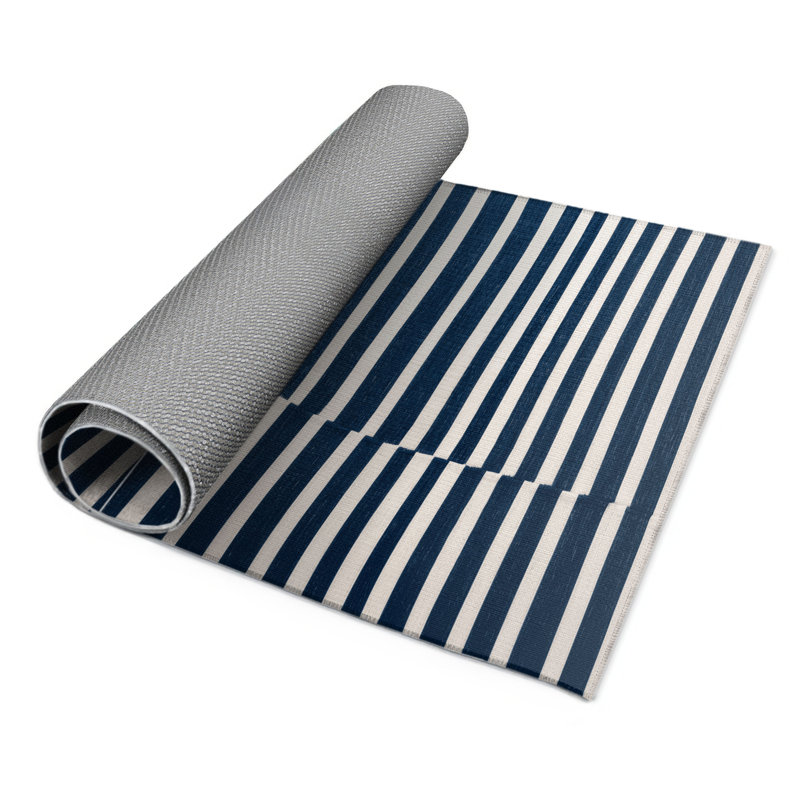 Tapis intérieur / extérieur bleu HorizontalStripes, Rectangle 4pi x 6 pi