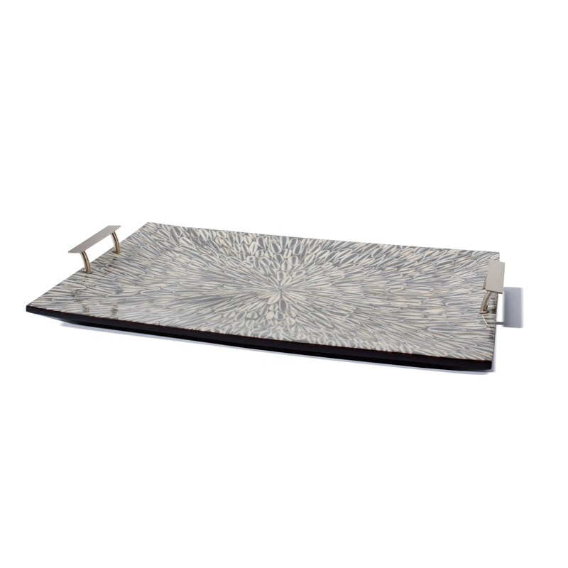 Rectangle Decorative Tray, Gray/Cream