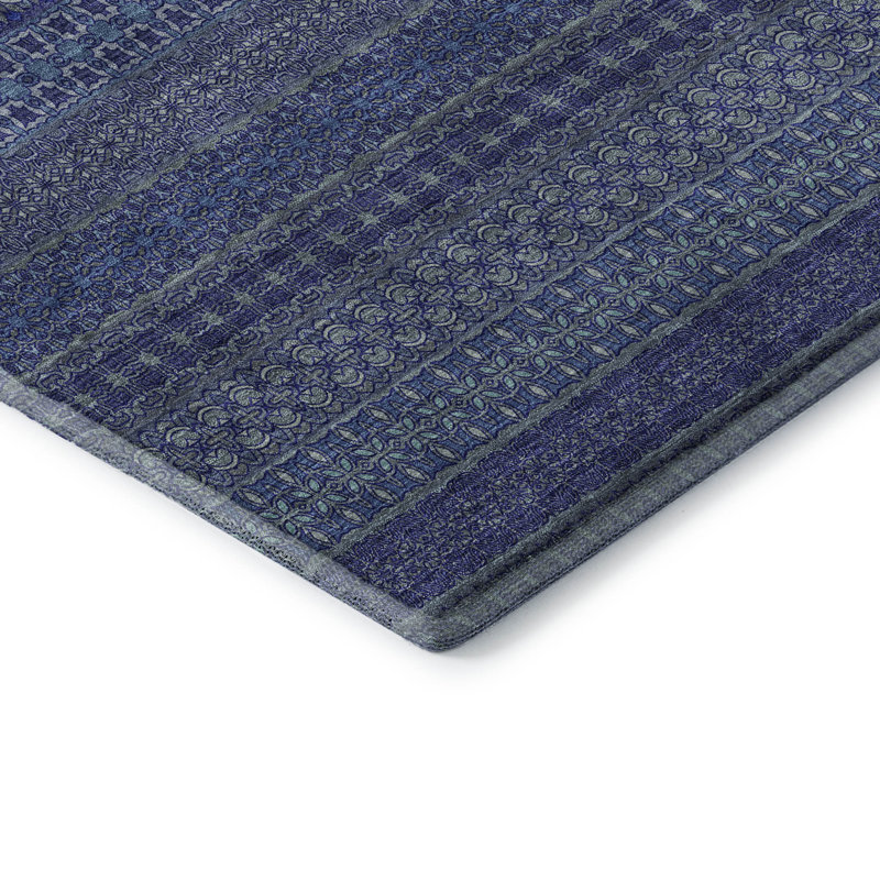 Premium Machine Washable Cerrito AMF527 Navy, Runner 2'3" x 7'6"