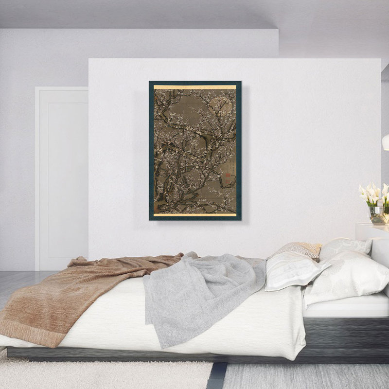 «White Plum Blossoms and Moon 1755» par Jakuchu Ito, reproduction d'art sur toile tendue, H 40 po x l 26 po x P 1,5 po