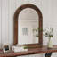 Élégant miroir mural arqué avec cadre en bois de pin - couleur brun foncé, conception murale ou inclinée polyvalente pour la chambre à coucher, le vestibule et le salon-1939713232-1939713244