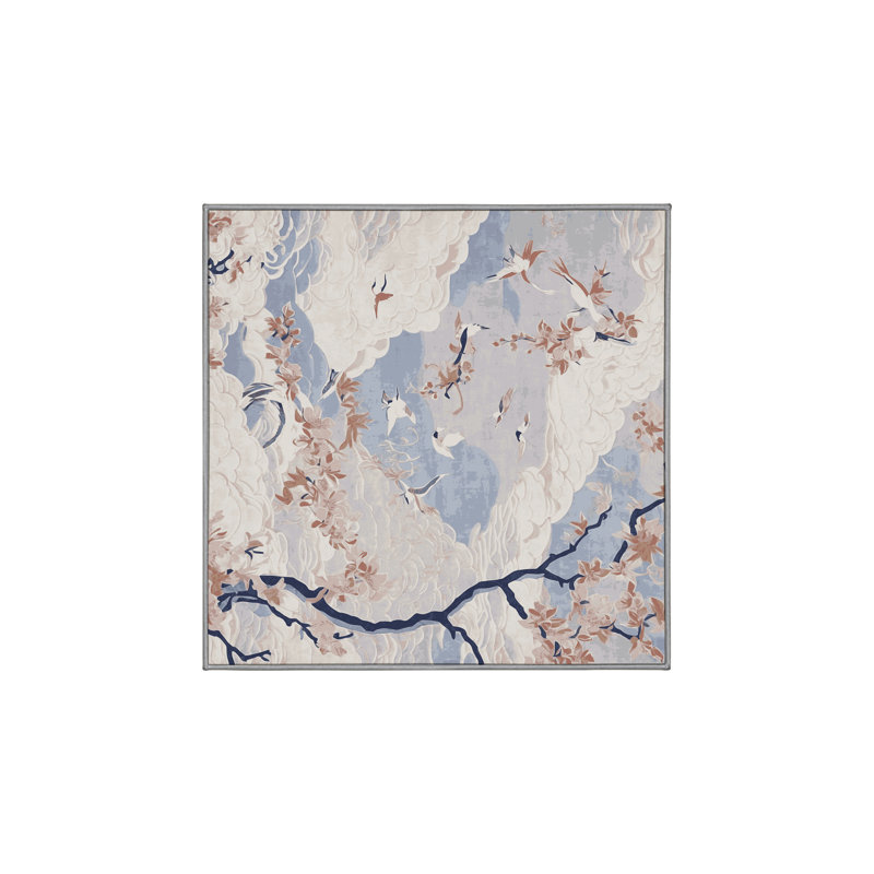 Machine Washable Gray Area Rug, Square 8'