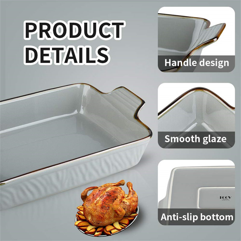 Gray Ceramic 9x13 Rectangular Baking Dish with Handles