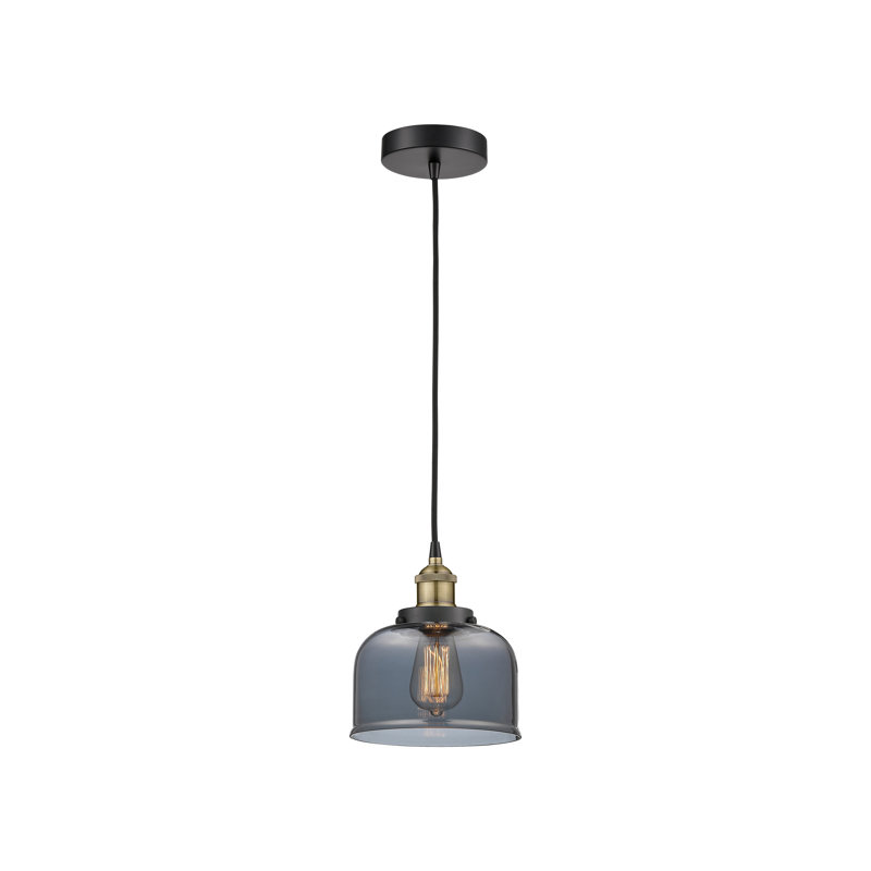 Luminaire suspendu en forme de cloche à 1 lumière Bostonia, H 9,5 po x l 8 po x P 8 po, Laiton antique noir