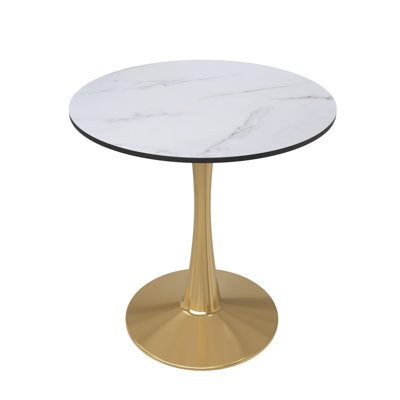 Table de salle à manger 27 po avec plateau en panneau de fibres à densité moyenne et base en acier inoxydable de loisirs LeisureMod Bristol