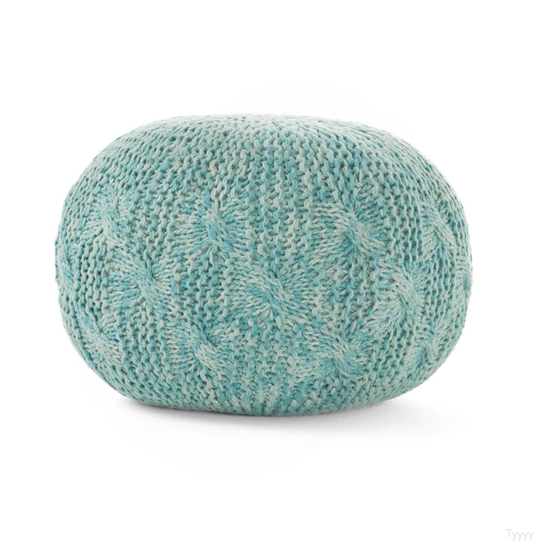 Pouf rond en tricot Baltazar, turquoise