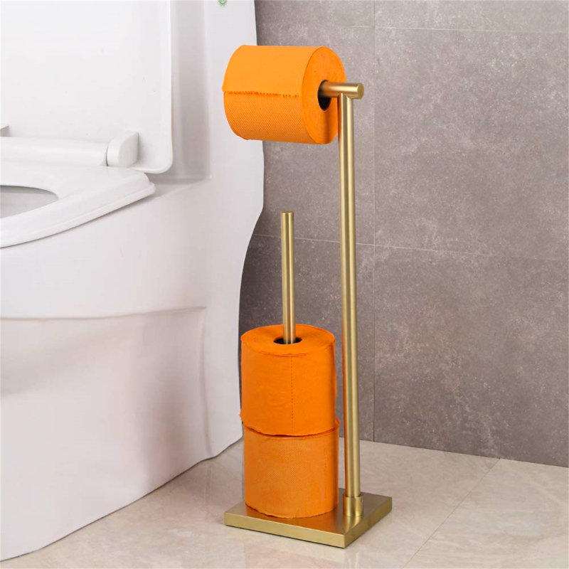 Vanpelt Free Standing Toilet Paper Holder, Golden
